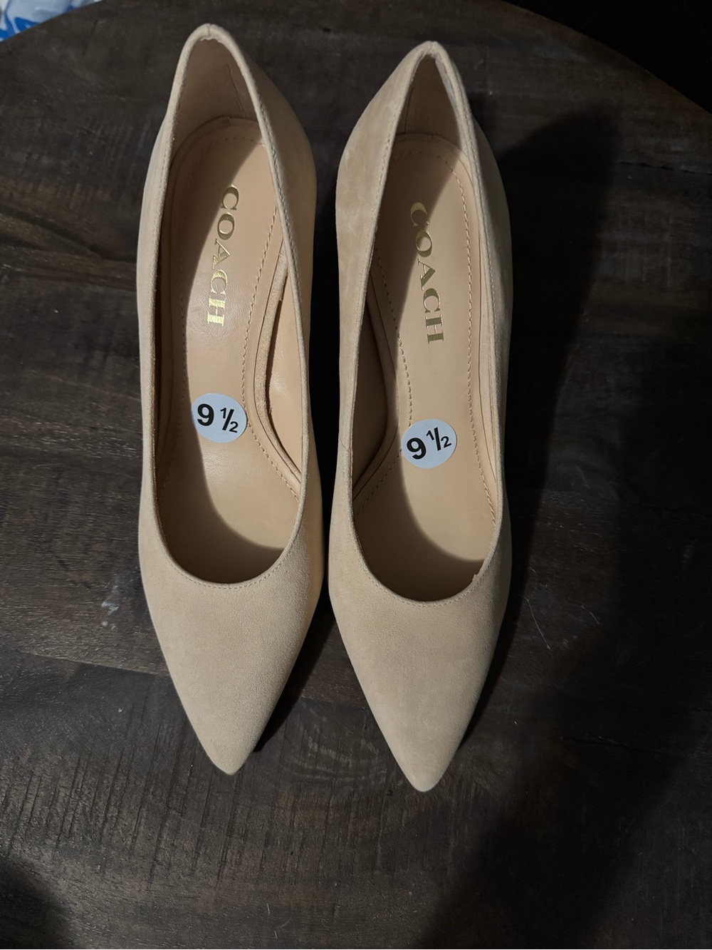 COACH Nude Suede Pointed-Toe Pumps